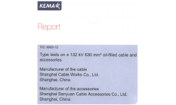 KEMA檢測(cè)報(bào)告-132KV 630mm2充油電纜和三原公司附件